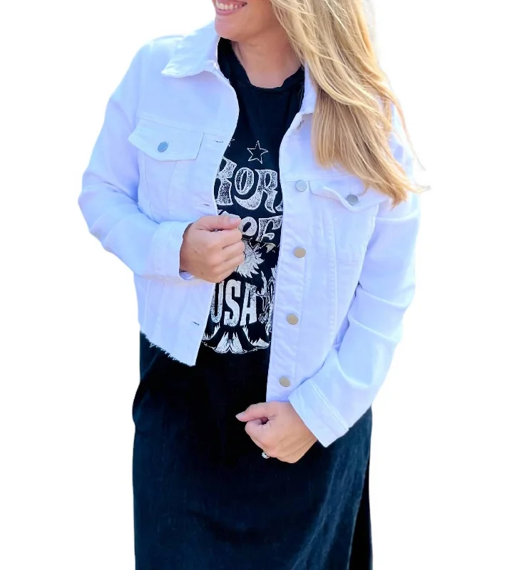 Fashion Comfort Clean Jacket With Fray In White