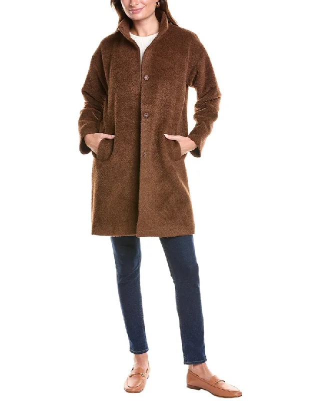 Leisure Sports EILEEN FISHER Stand Collar Wool & Alpaca-Blend Coat