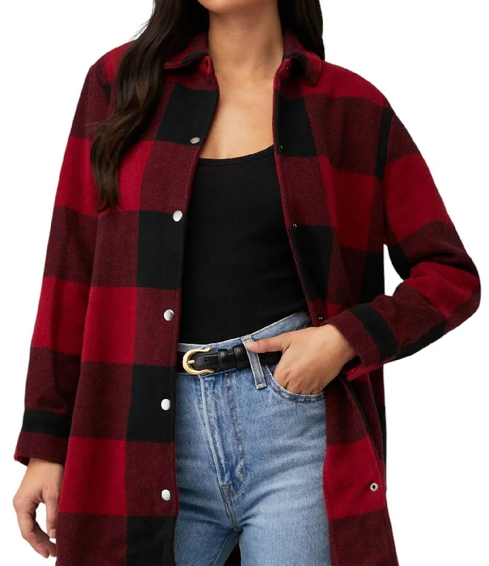 Windbreaker fashion Eldridge Shacket In Red