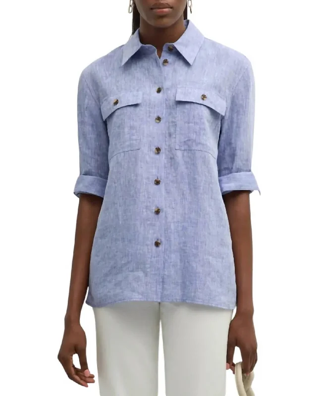 Personalized Clothing Ezra Shirt Jacket In Lapis Blue Melange