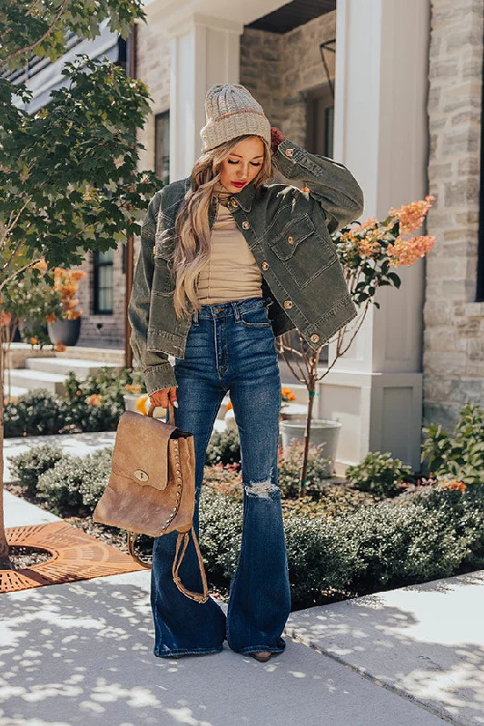 Fashion Touch Fact Or Fiction Denim Jacket In Olive