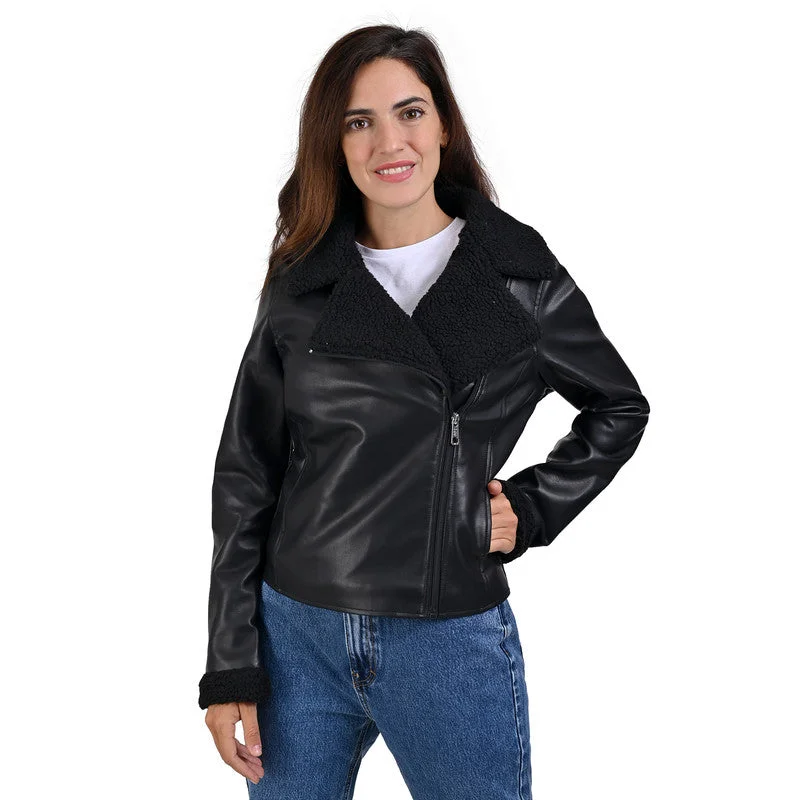 Cool Breeze At Night LEE Women's Biker Jacket With Fur