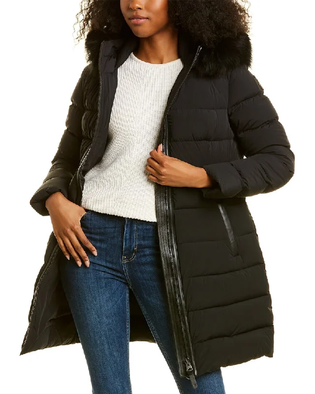 Chic Relaxation Mackage Calla Leather-Trim Down Coat
