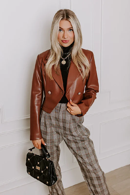College Style Material Girl Faux Leather Blazer