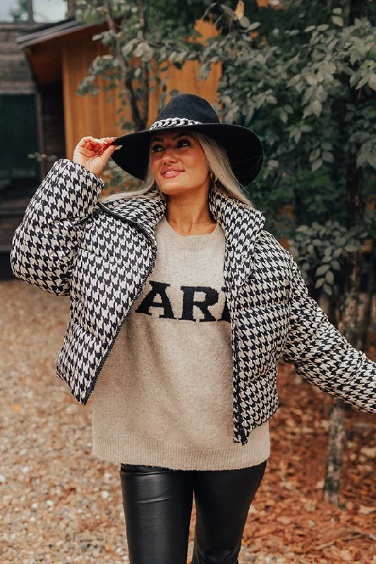 Luxury Fashion On The Way Houndstooth Puffer Jacket