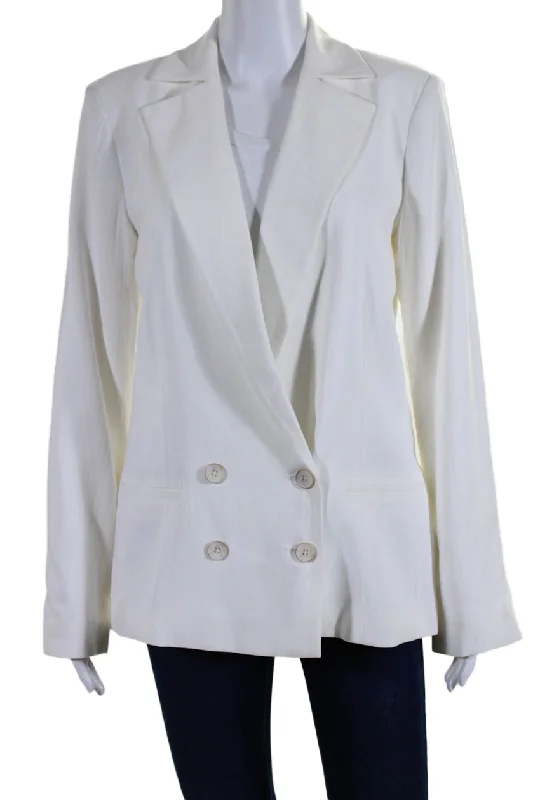 Comfortable Outfits Paige Womens Notch Collar Double Breasted Button Up Blazer Jacket White