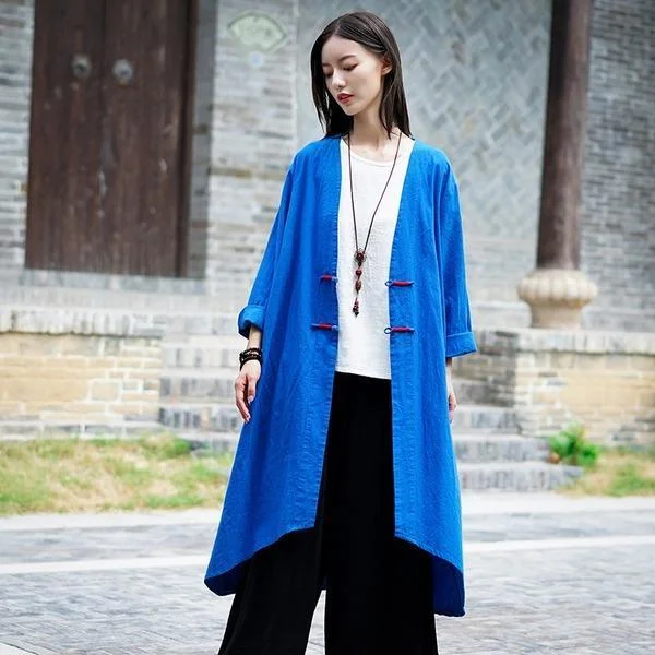 Simple And Comfortable Retro Irregular Solid Color Plus Size Cardigan Coats 2020 New  Women Windswear Coat
