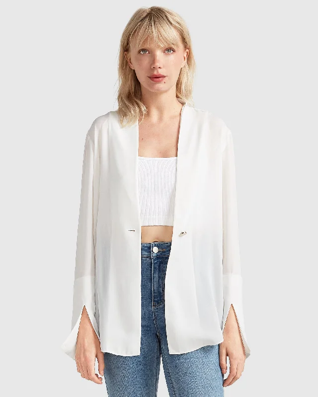 Embroidered Letters Sheer Genius Lightweight Blazer