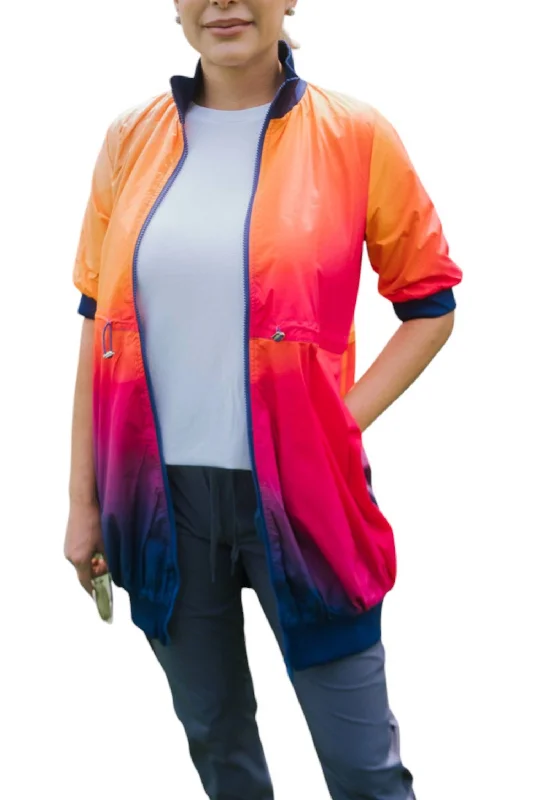 Comfortable Sweaters Short Sleeve Athletic Jacket In Sunset Ombre