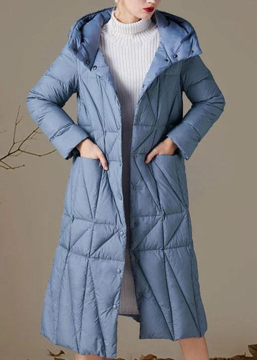 European Plan Simple Blue Button Pockets slim fit Winter Duck Down Down Coats
