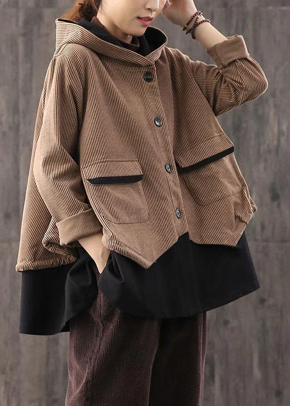 Economic Outlook Simple Coffee retro Loose Button Fall Coat
