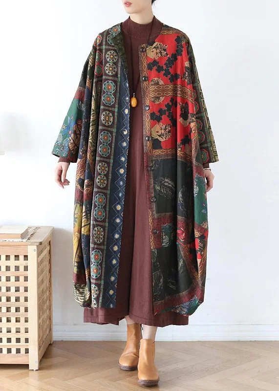 Fashion Must-have Simple Print O-Neck Button Coat Spring