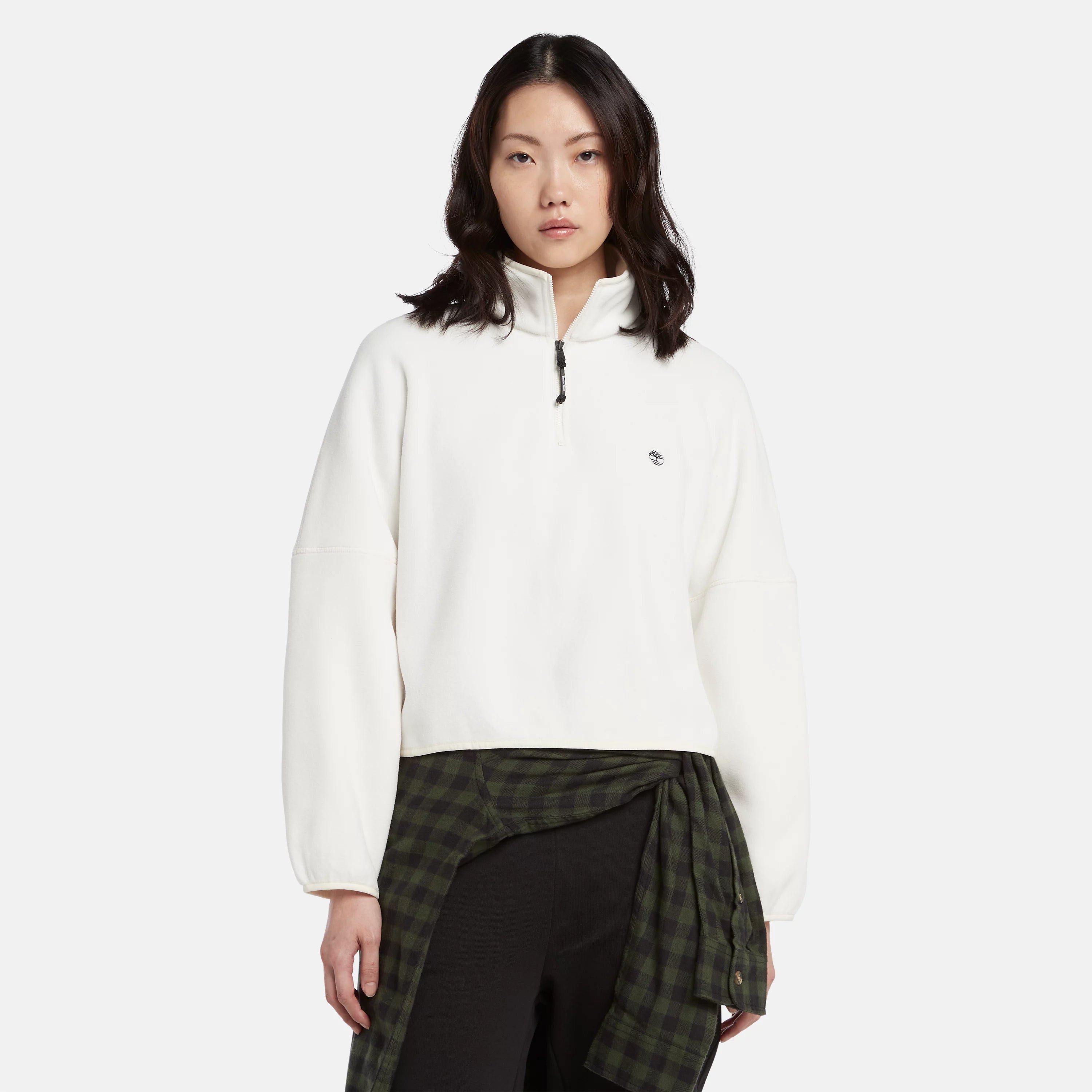 Fashion Concept Women's Cropped Funnel-Neck Fleece Jacket