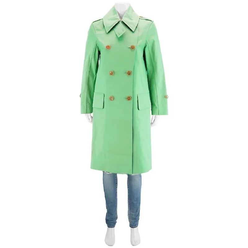Leisure Travel Women's Double Breasted Trench Coat In Bright Pigment Green