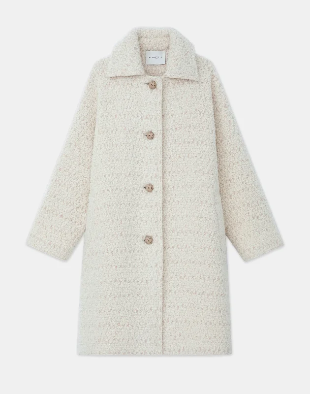 High-quality Fabrics Wool-Cotton Boucl?? Oversized Coat