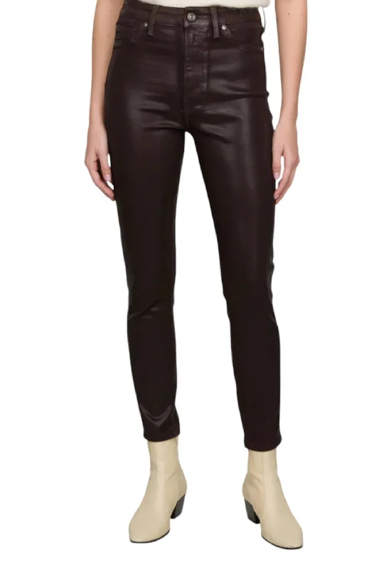 Comfortable Fashion Coated Ankle Skinny Jeans In Chocolate