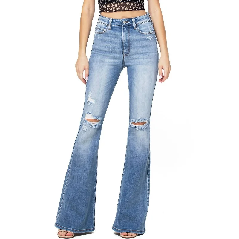 Cozy Lounge Wear High Rise Flare Jeans In Denim