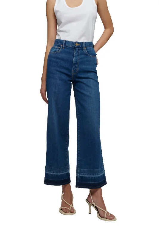Free And Comfortable Isla High Rise Wide Crop Denim In Mercer