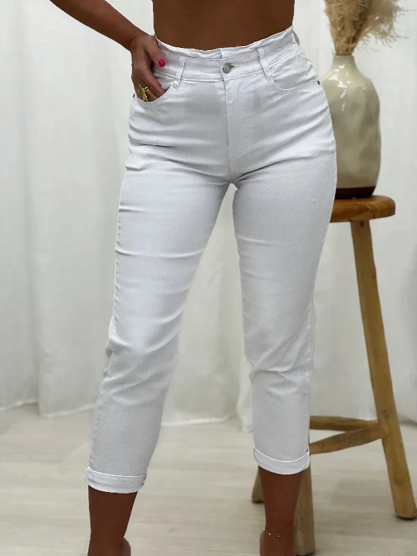 Comfortable Lifestyle Jeans mom LIA - BLANC