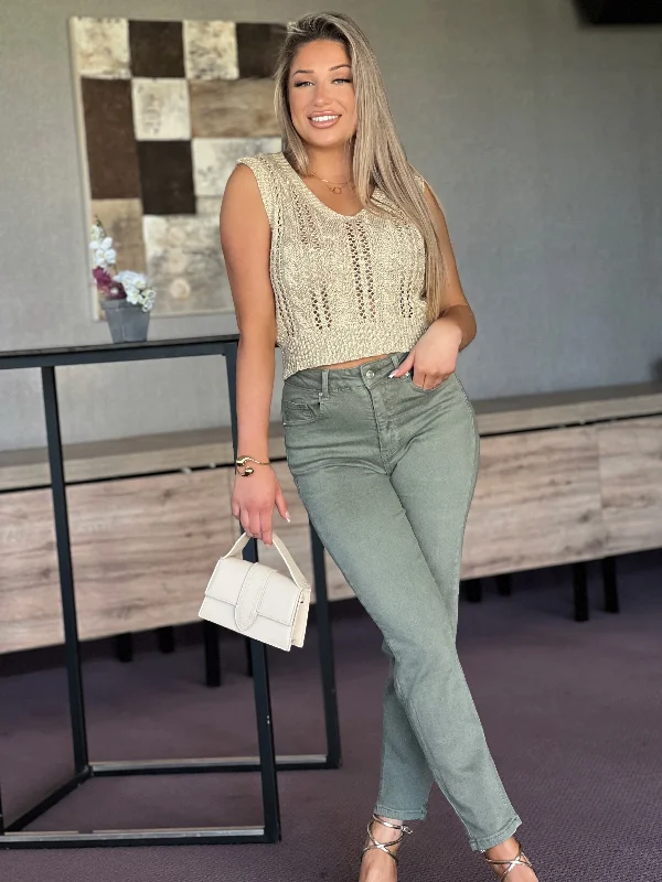 Ultra-lightweight Jeans mom SAVINA - KAKI