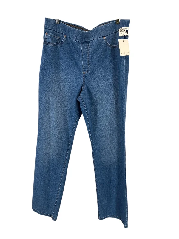 Comfy Chic Wear Jeans Straight By Kim Rogers In Blue Denim, Size: 14