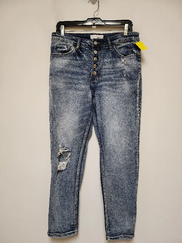 Embroidery Design Jeans Straight By Vervet In Blue Denim, Size: 6
