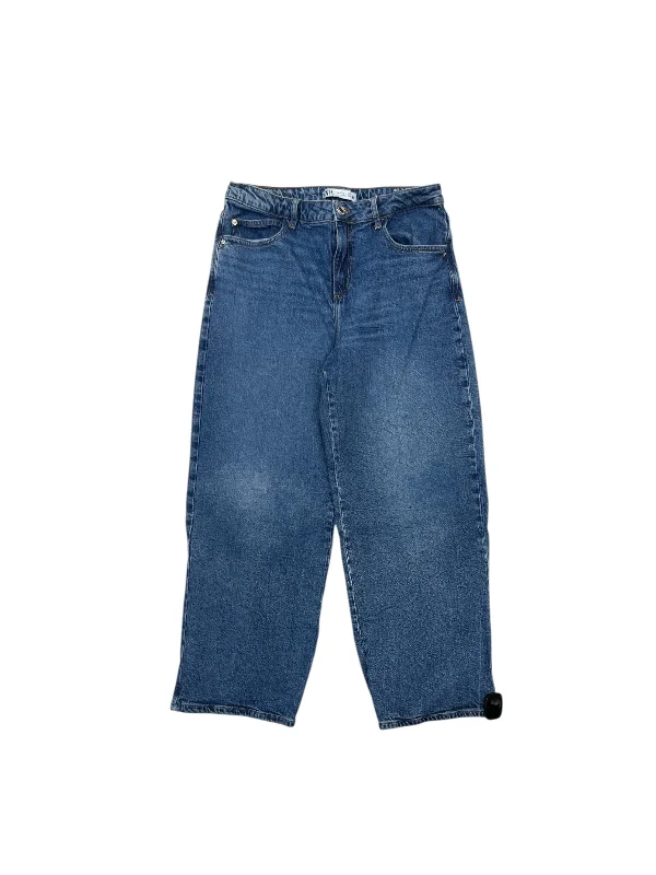Relaxed Looks Jeans Straight By Zara In Blue Denim, Size: 8
