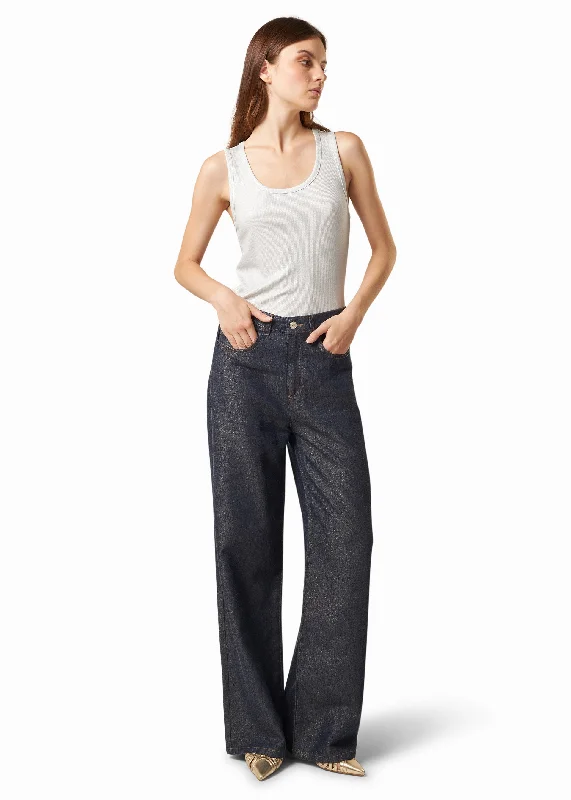 Classic Items Jeans wide laminato oro