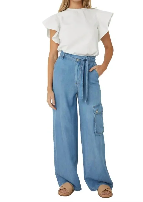 Exquisite Details Jodi Denim Wash Pants In Indigo