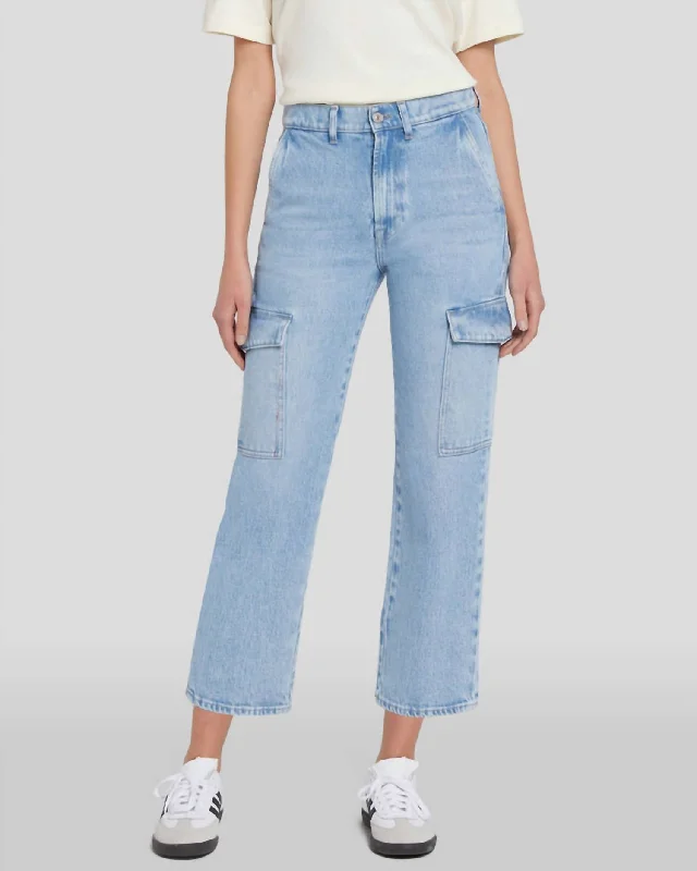 Exquisite Embroidery Logan Cargo Jeans In Airwave