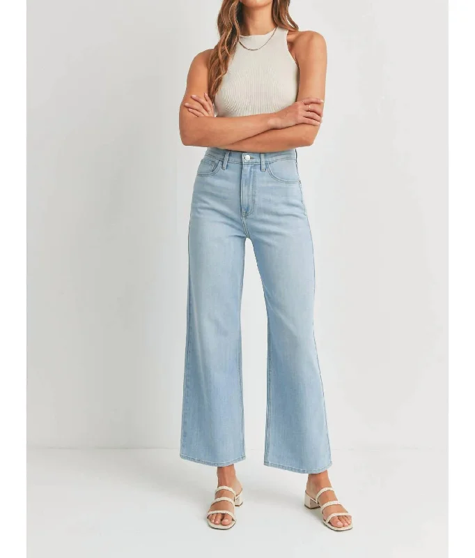 Youthful Street Fashion Retro Wide Straight Jeans In Light Denim
