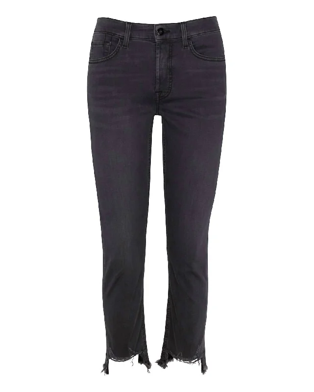 Sports Series Women's Ankle Straight Jeans In Washed Black
