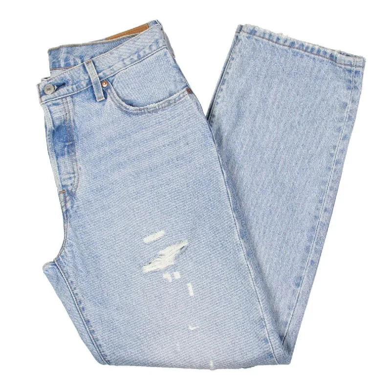 Versatile Style Womens Denim Distressed Straight Leg Jeans