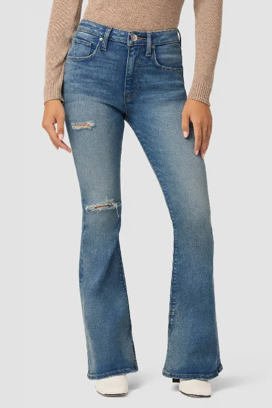Fashionable And Fashionable Women's High Rise Flare Petite Jeans In Coral
