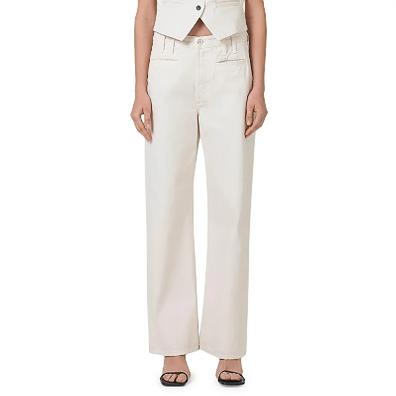 Cozy Street Style Womens High Rise Knit Wide Leg Jeans