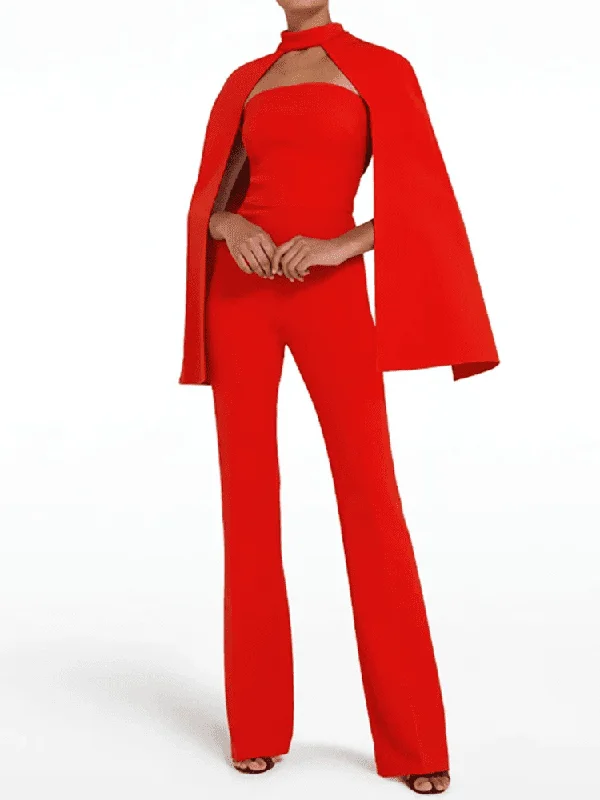 High-quality Design Strapless Jumpsuit with O-neck Short Shawl
