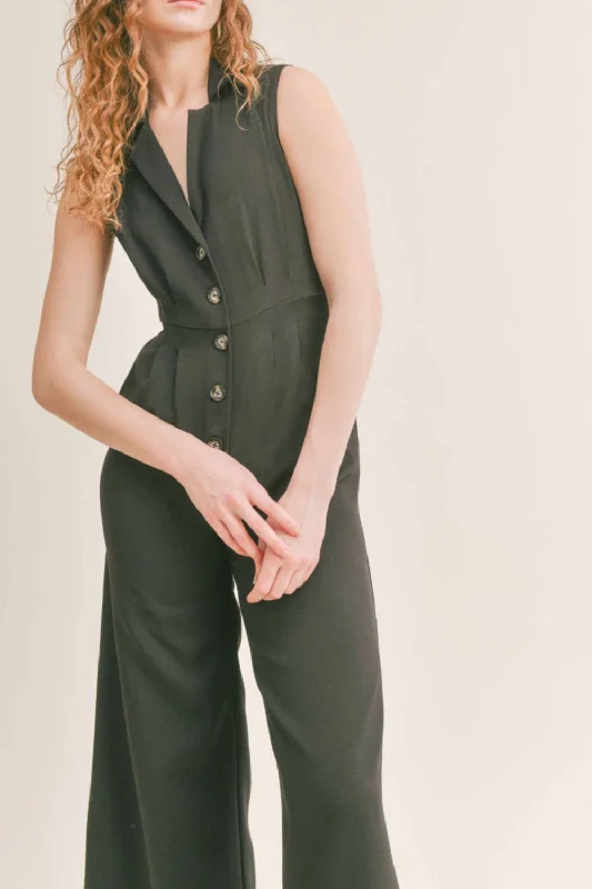Casual And Casual Sadie & Sage Coffee Date Jumpsuit in Black