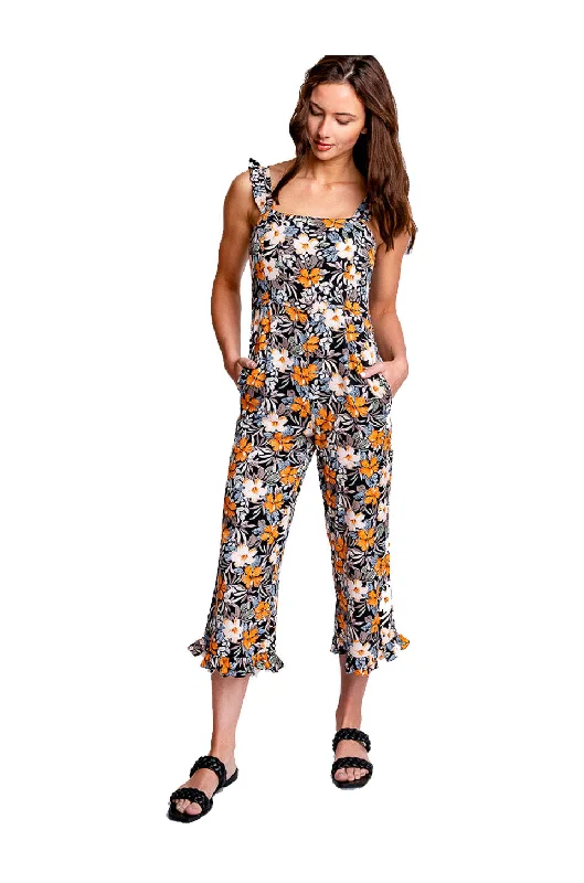 Relaxed Fit Wear Monte Cori Jumpsuit In Black Hibiscus