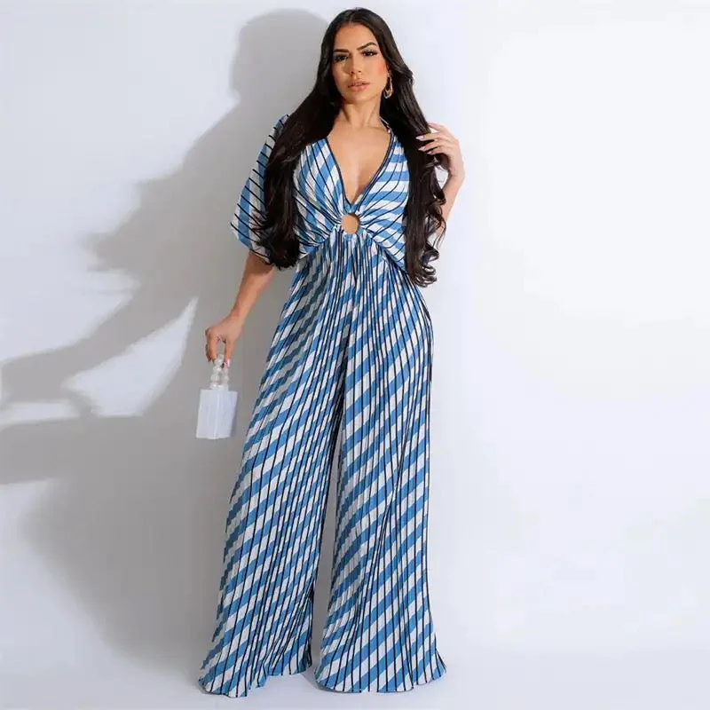 Urban Comfort Creta Striped Jumpsuit In Blue