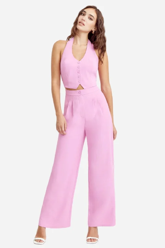Bottom And Versatile Adelyn Rae Farrah Halter Jumpsuit in Pink