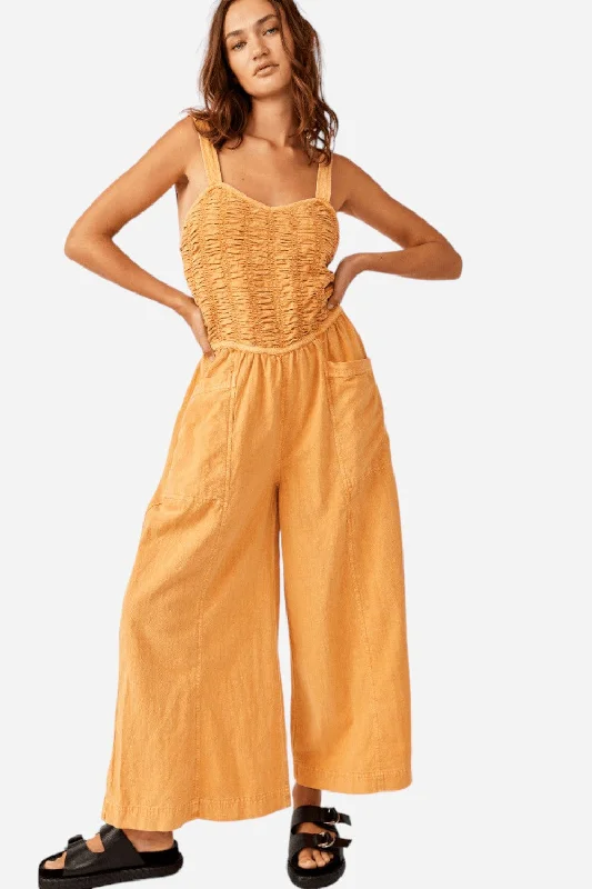 Easy Chic Free People Forever And Always Ruched One-Piece in Melo Pearl