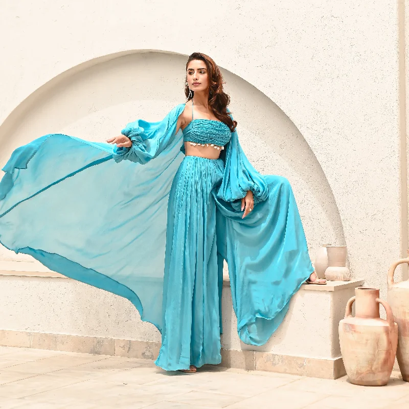 Design And Tailoring Horizon Blues 3-Piece Co-ord Set