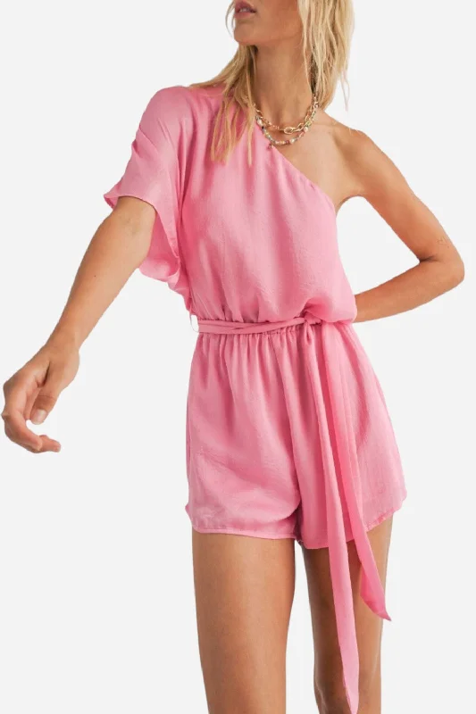 Soft Textures Sadie & Sage Hibiscus Cold Shoulder Romper in Pink