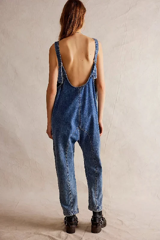Customized Version Free People We The Free High Roller Jumpsuit in Sapphire Blue
