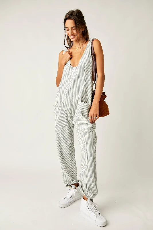 Lively And Youthful Free People High Roller Railroad Jumpsuit in Pillow Talk Stripe
