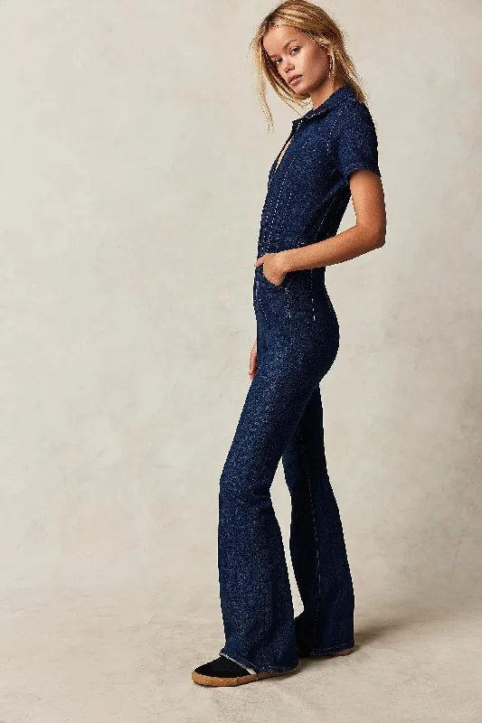 Goddess Style Free People Jayde Flare Jumpsuit in Night Sky