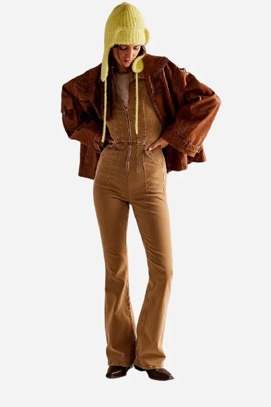 Comfort Fit Free People Jayde Flare Jumpsuit in Pier 17