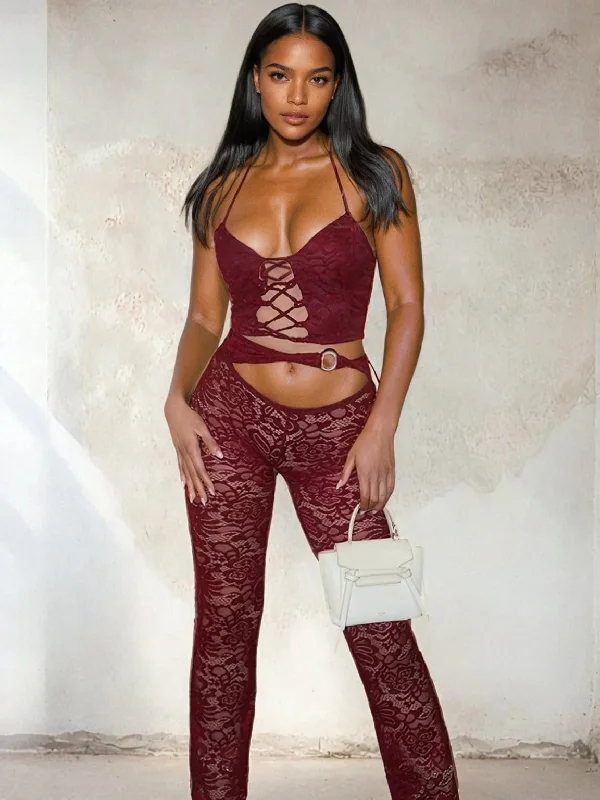 Noble And Elegant Lace Halter Jumpsuit