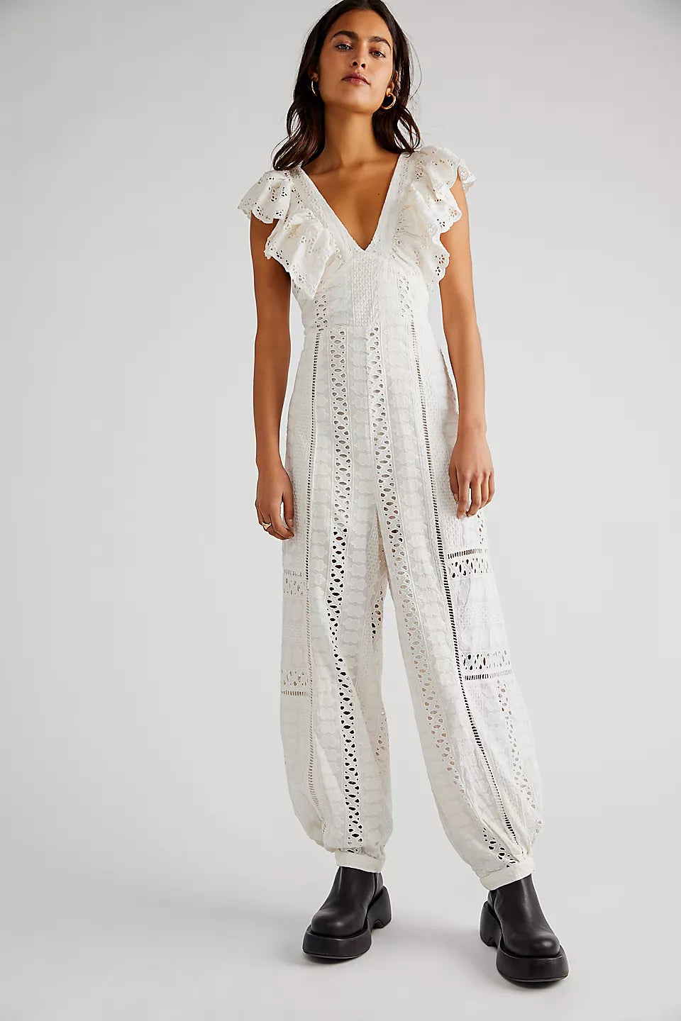 Comfort Fit Free People Mikayla Jumpsuit in Ivory