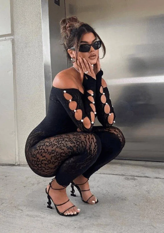 Personalized Outfit Sexy Mesh See through Jumpsuits